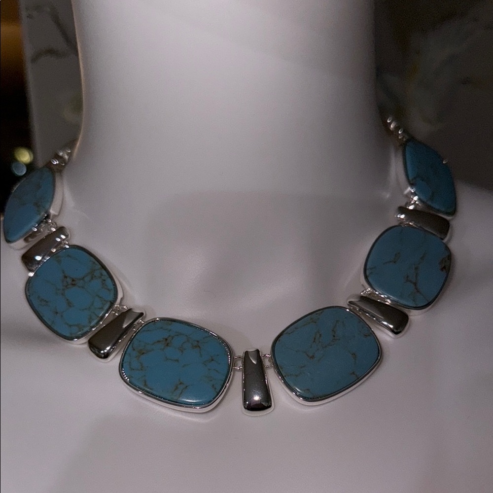 Lauren Ralph Lauren Silver Necklace with Blue Stones - Picture 3 of 11